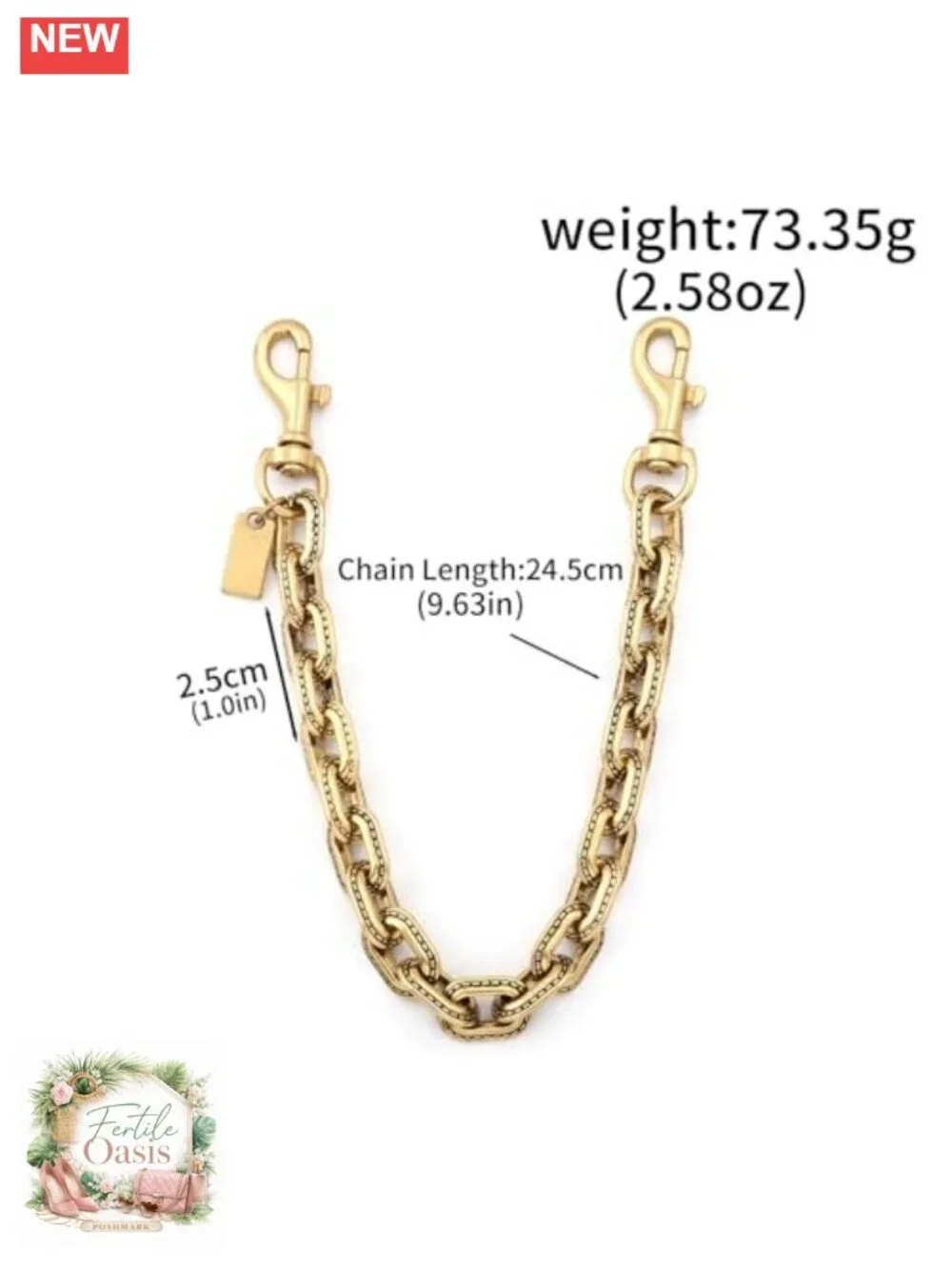 Vintage Chunky Bag Charm Purse Chain Extender, 13.2 inch Lobster Clasp